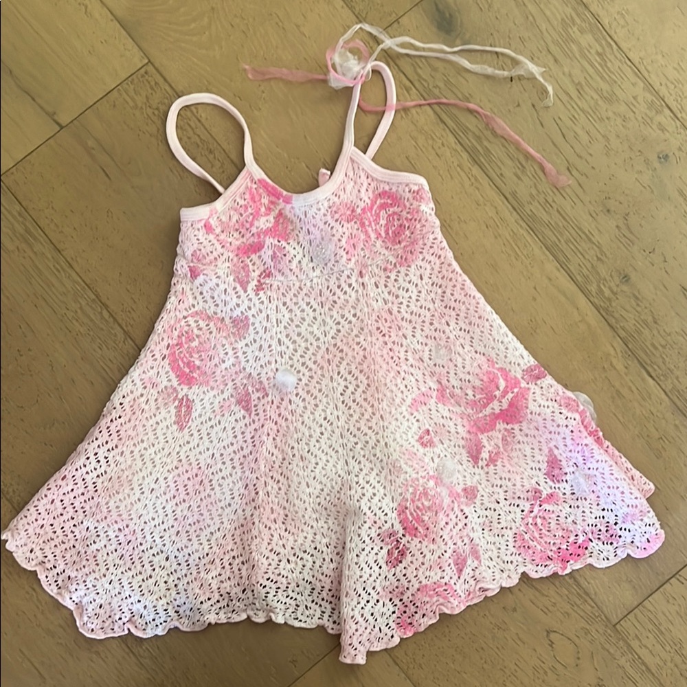 Pink Floral Lace Girls Dress